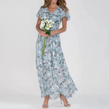 Mirla | Långt sommarklänning med blommönster-Eva Jonsson