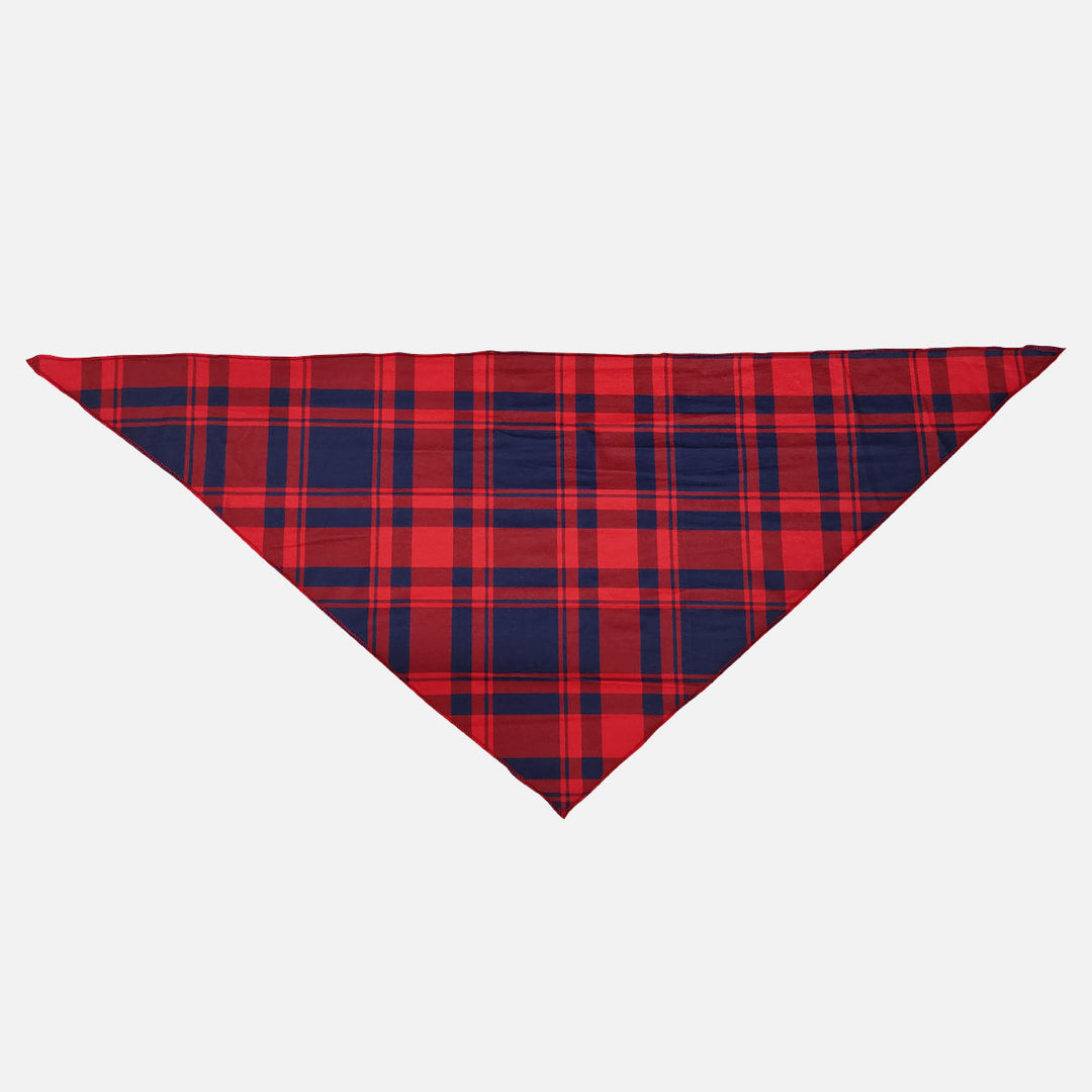 Eva Jonsson | Låt Det Snöa Slogan och Snögubbe Tryckta Röda och Blå Rutiga Jul-Matchande Pyjamas-Eva Jonsson