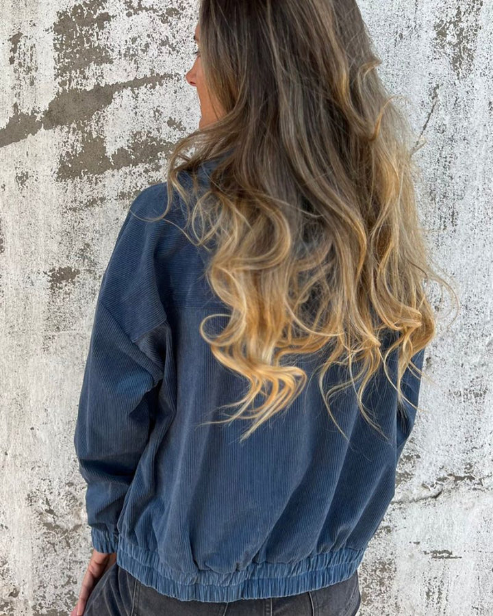 Mirla | Lätt Casual Cordjacka med Huva för Kvinnor-Eva Jonsson