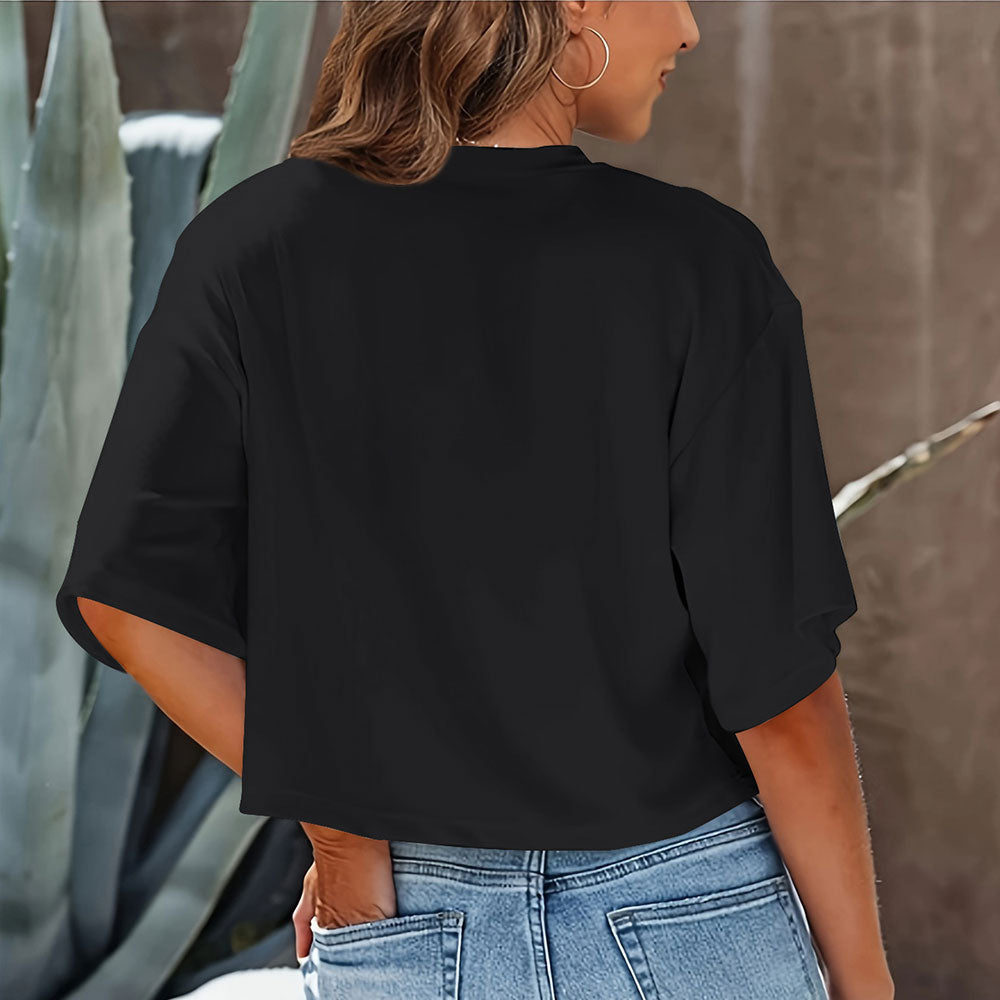 Mirla | Lätt, Enfärgat, Kurbart T-shirt med Rund Halsringning för Damer-Eva Jonsson