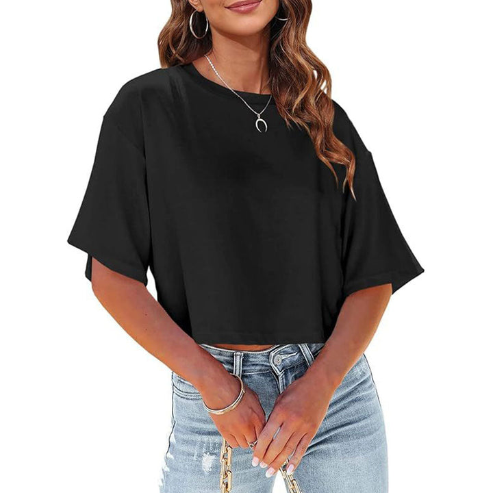 Mirla | Lätt, Enfärgat, Kurbart T-shirt med Rund Halsringning för Damer-Eva Jonsson