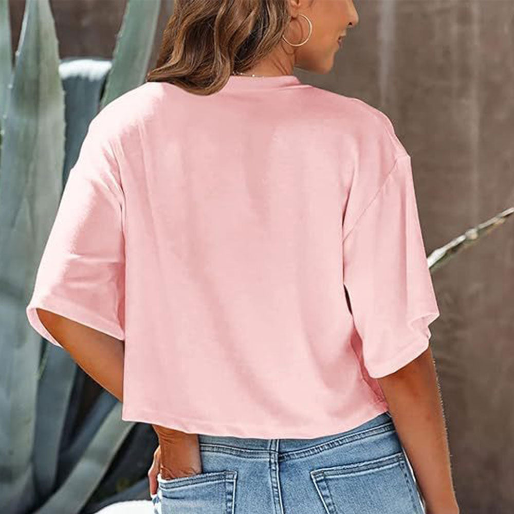 Mirla | Lätt, Enfärgat, Kurbart T-shirt med Rund Halsringning för Damer-Eva Jonsson