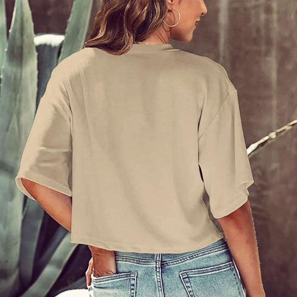 Mirla | Lätt, Enfärgat, Kurbart T-shirt med Rund Halsringning för Damer-Eva Jonsson