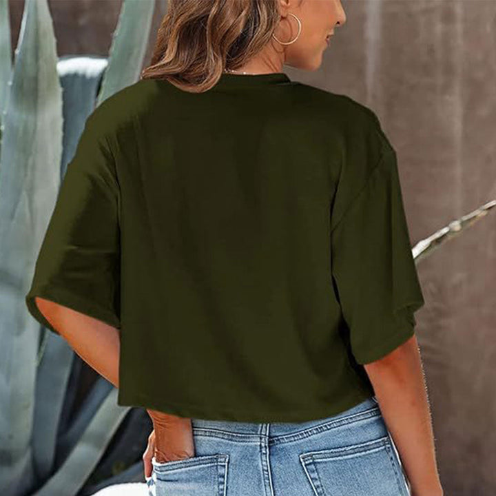 Mirla | Lätt, Enfärgat, Kurbart T-shirt med Rund Halsringning för Damer-Eva Jonsson