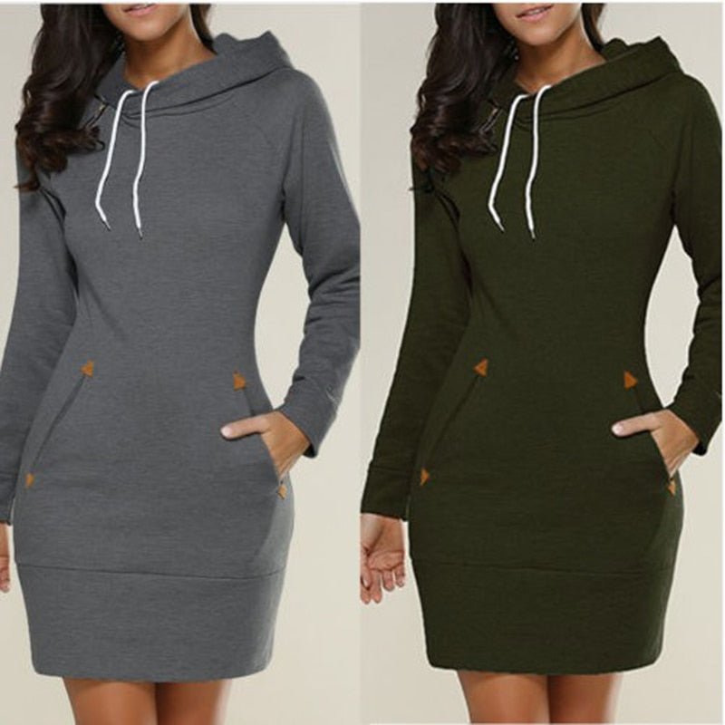Mirla | Lättsamt hoodie-klänning över knäet-Eva Jonsson