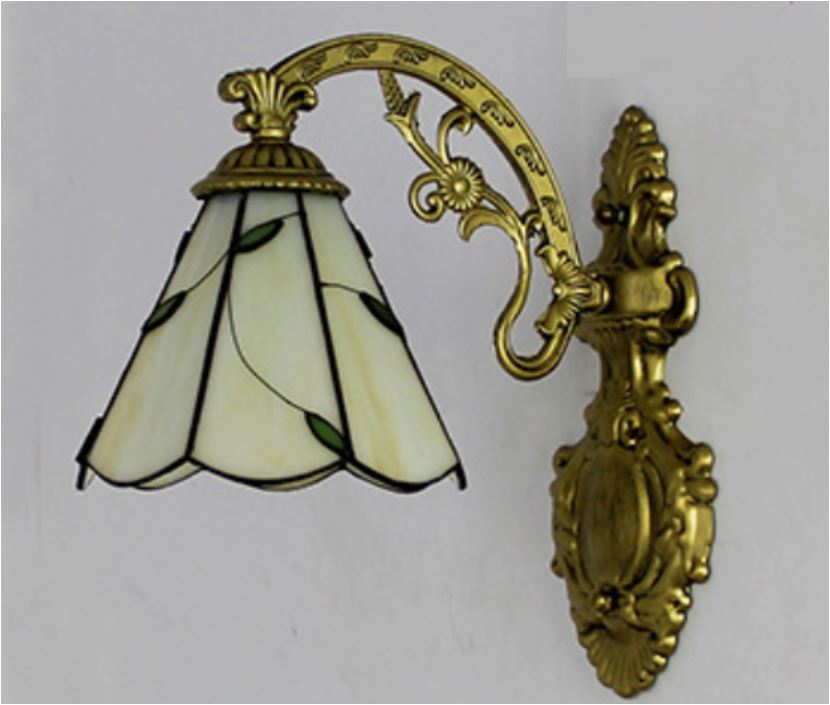 Eva Jonsson | Leaf Corridor Vägglampa med Graverad Basglas 1 Ljus Tiffany Vägglampa i Beige-Eva Jonsson