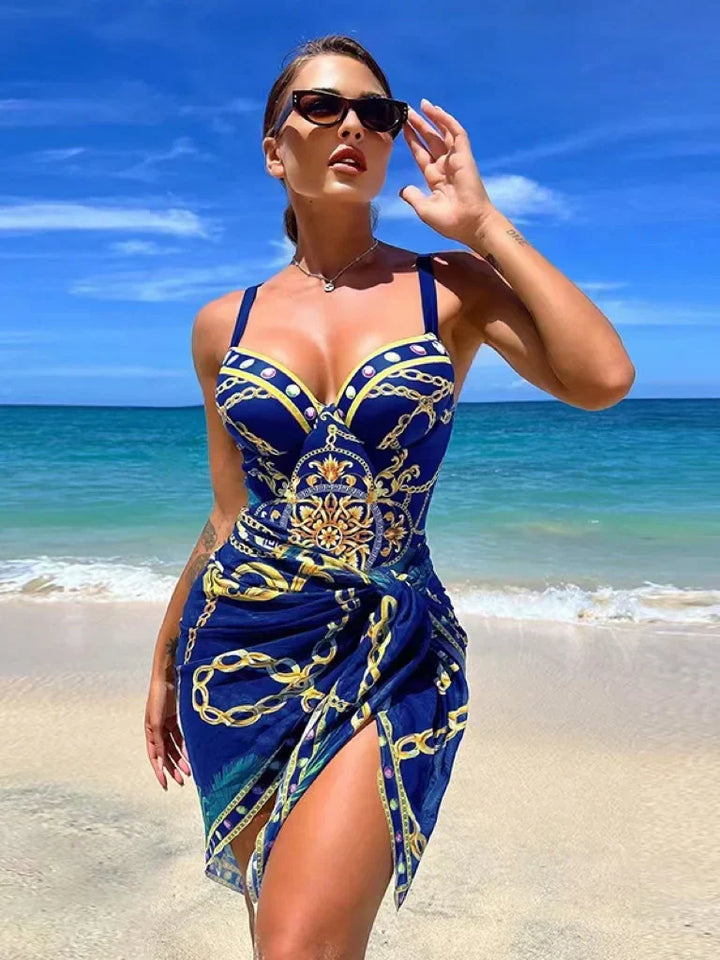 Mirla | Lyx Ny Två Dela Kvinnor Bikini Set Push Up Blommönster Bikini Strappy Bandage Badkläder Brasilien Bikini Baddräkt-Eva Jonsson