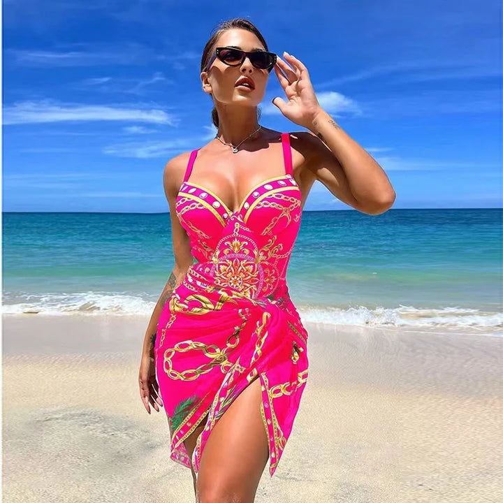 Mirla | Lyx Ny Två Dela Kvinnor Bikini Set Push Up Blommönster Bikini Strappy Bandage Badkläder Brasilien Bikini Baddräkt-Eva Jonsson