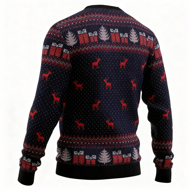 Eva Jonsson | Maximalt Nöje Minsta Ansträngning: Rolig Jultomte-Tryck Helgpullover-Eva Jonsson