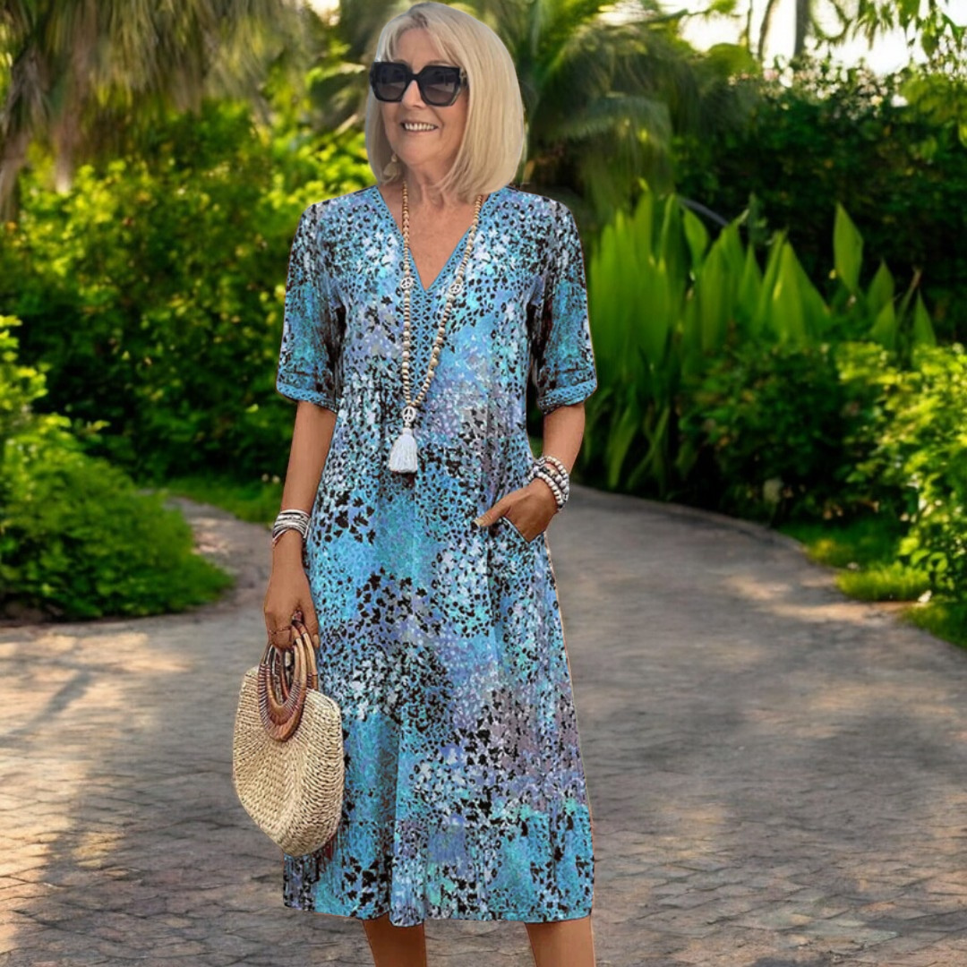 Mirla | Midi-klänning med livlig tryck för damer-Eva Jonsson