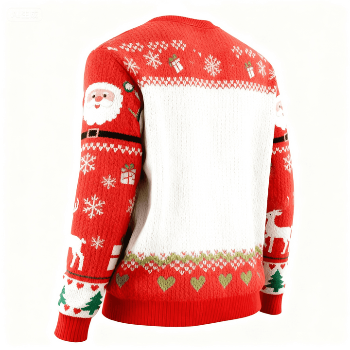 Mirla | Mjuk Fleece Santa & Jesus Mönster Ful Tröja - Unisex Julfest Nödvändigheter-Eva Jonsson