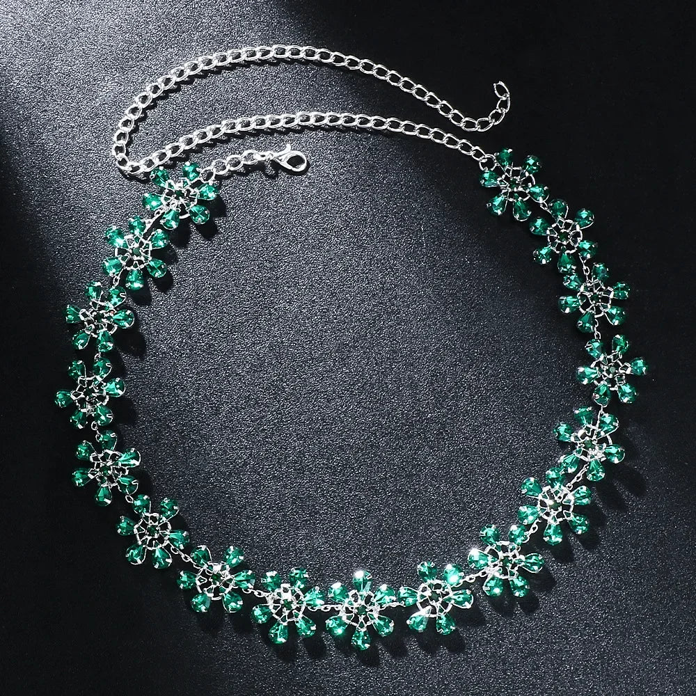 Mirla | Mode Pink Crystal Flowers Choker Necklace Statement Accessories Mode Frauen Rhinestone Collar Necklace Schlüsselbein Smycken Ins-Eva Jonsson