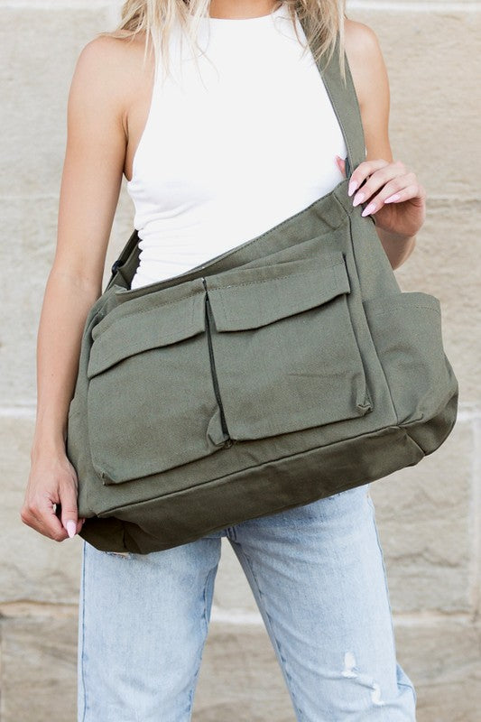 Mirla | Nova Överdimensionerad Canvas Messenger Bag-Eva Jonsson