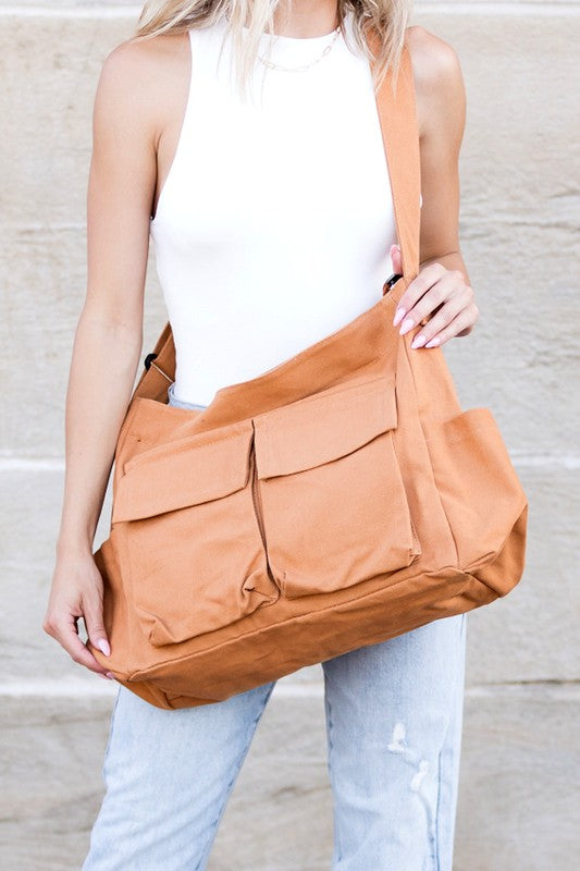 Mirla | Nova Överdimensionerad Canvas Messenger Bag-Eva Jonsson