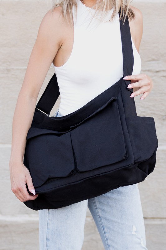 Mirla | Nova Överdimensionerad Canvas Messenger Bag-Eva Jonsson