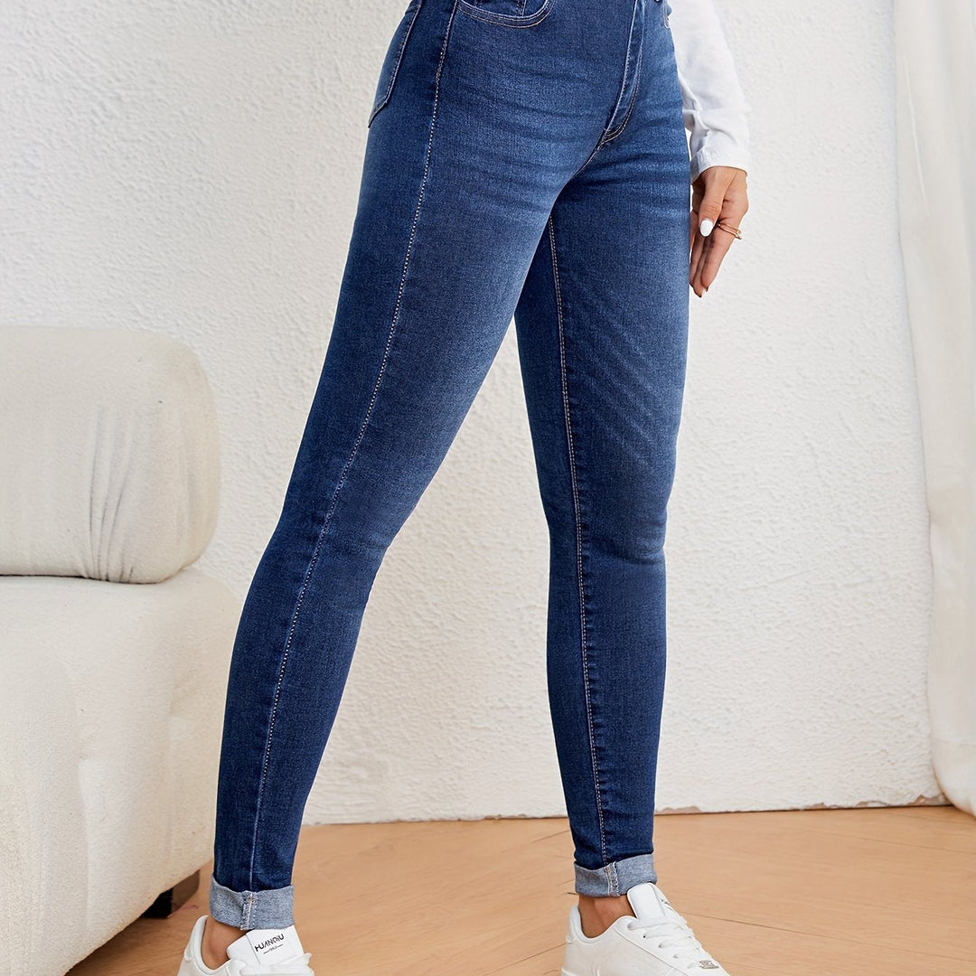 Mirla | Olivgröna High Waist Slim Fit Jeans med Stretch Denim-Eva Jonsson