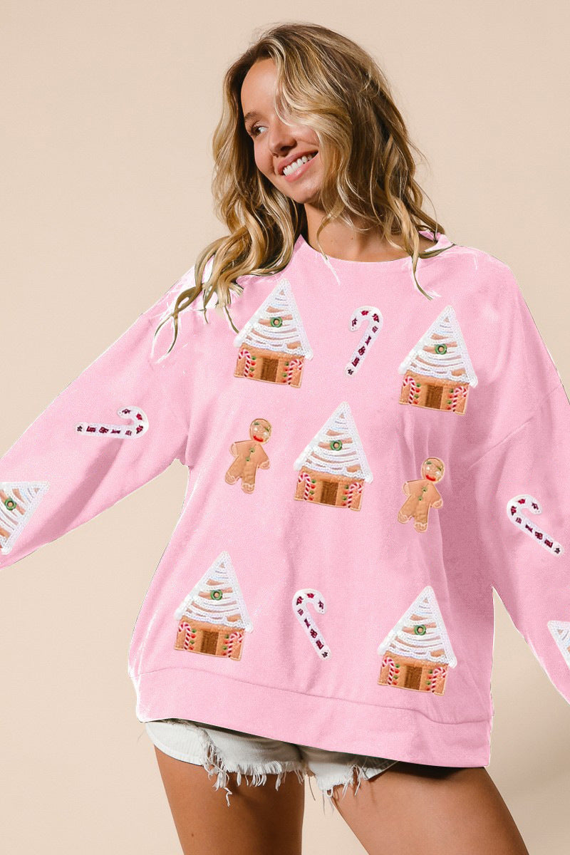 Mirla | Paljetter Pepparkakeman Jultröja-Eva Jonsson