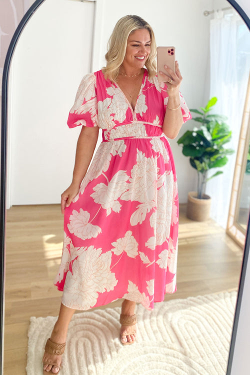 Mirla | Real Love Print Puffärmar Maxi Klänning-Eva Jonsson
