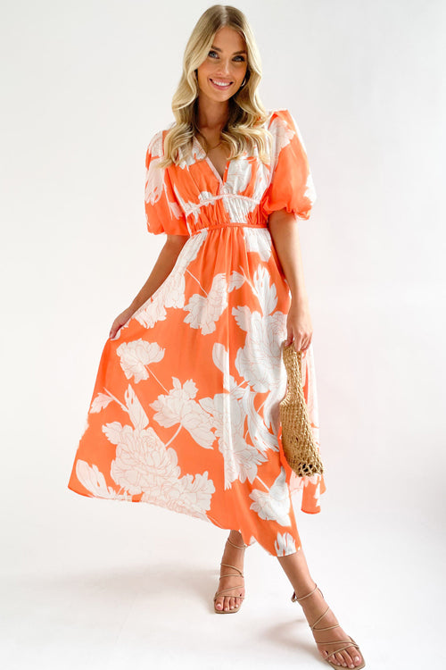 Mirla | Real Love Print Puffärmar Maxi Klänning-Eva Jonsson