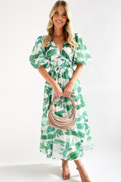 Mirla | Real Love Print Puffärmar Maxi Klänning-Eva Jonsson