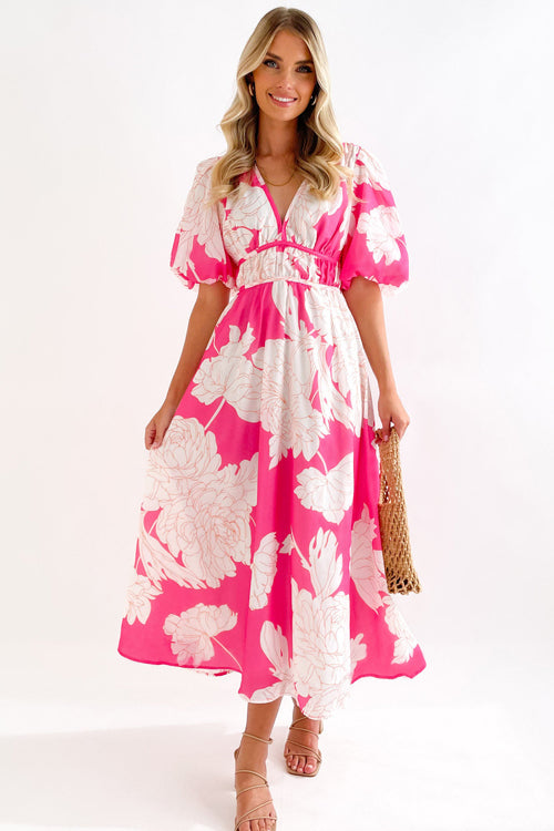 Mirla | Real Love Print Puffärmar Maxi Klänning-Eva Jonsson