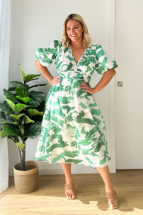 Mirla | Real Love Print Puffärmar Maxi Klänning-Eva Jonsson