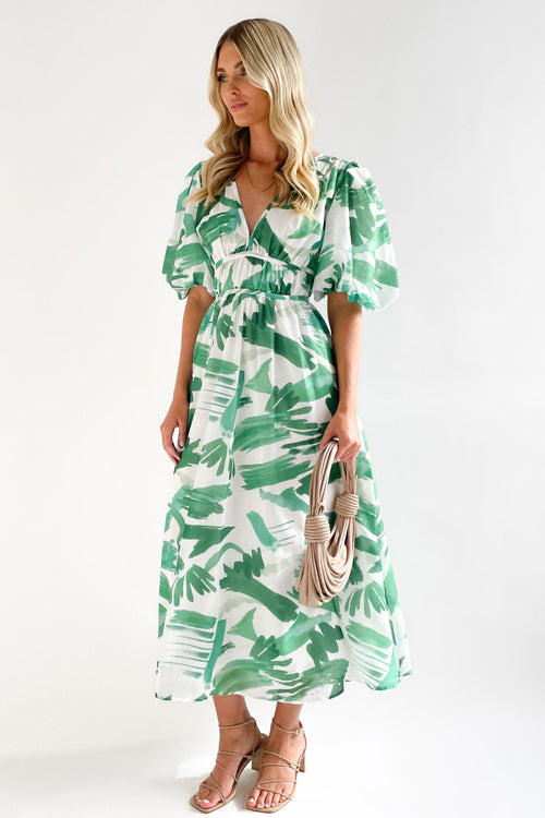 Mirla | Real Love Print Puffärmar Maxi Klänning-Eva Jonsson