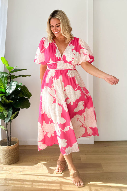 Mirla | Real Love Print Puffärmar Maxi Klänning-Eva Jonsson