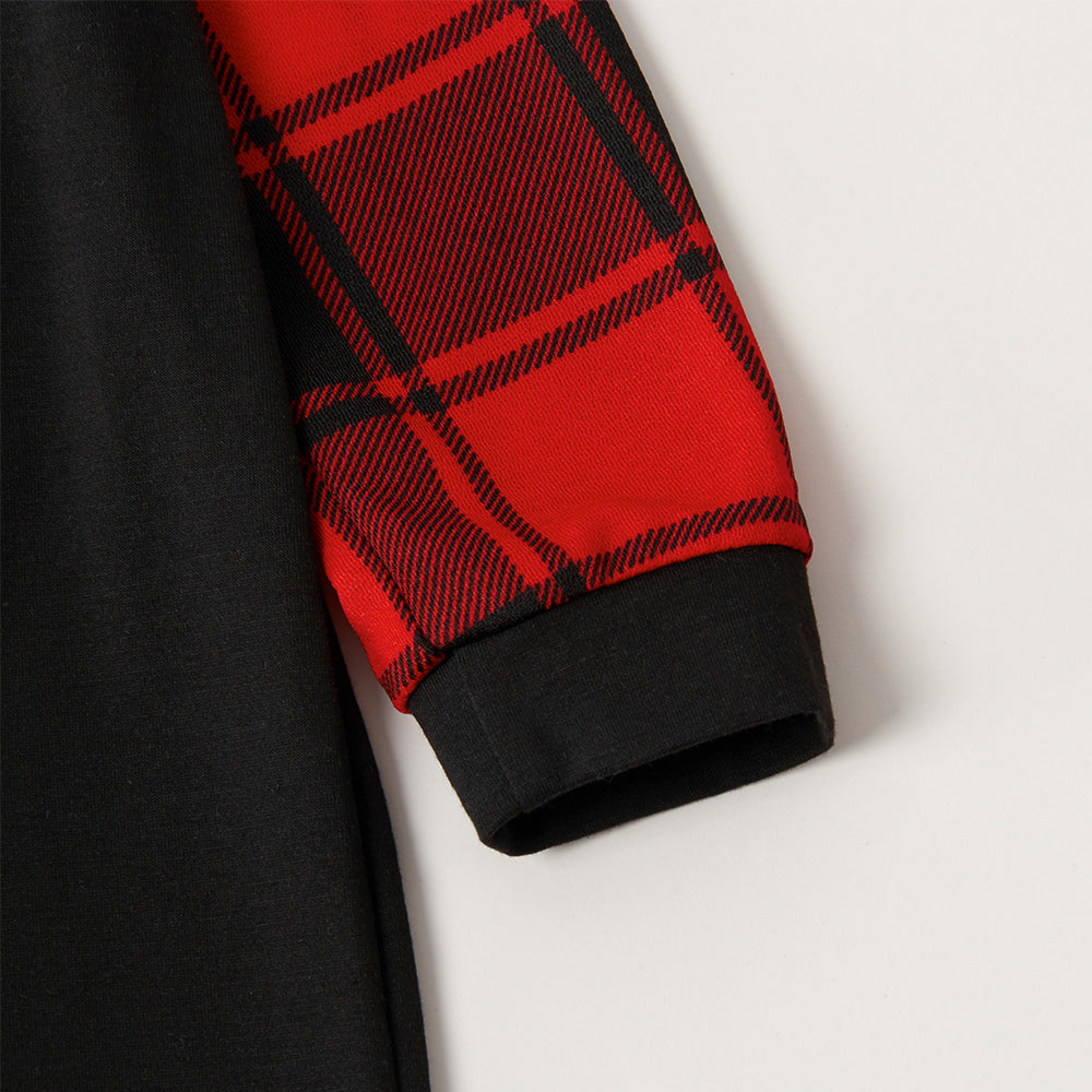 Eva Jonsson | Röda och Svarta Rutiga Julpyjamas-Set med Snögubbe- och Julgranstryck-Eva Jonsson