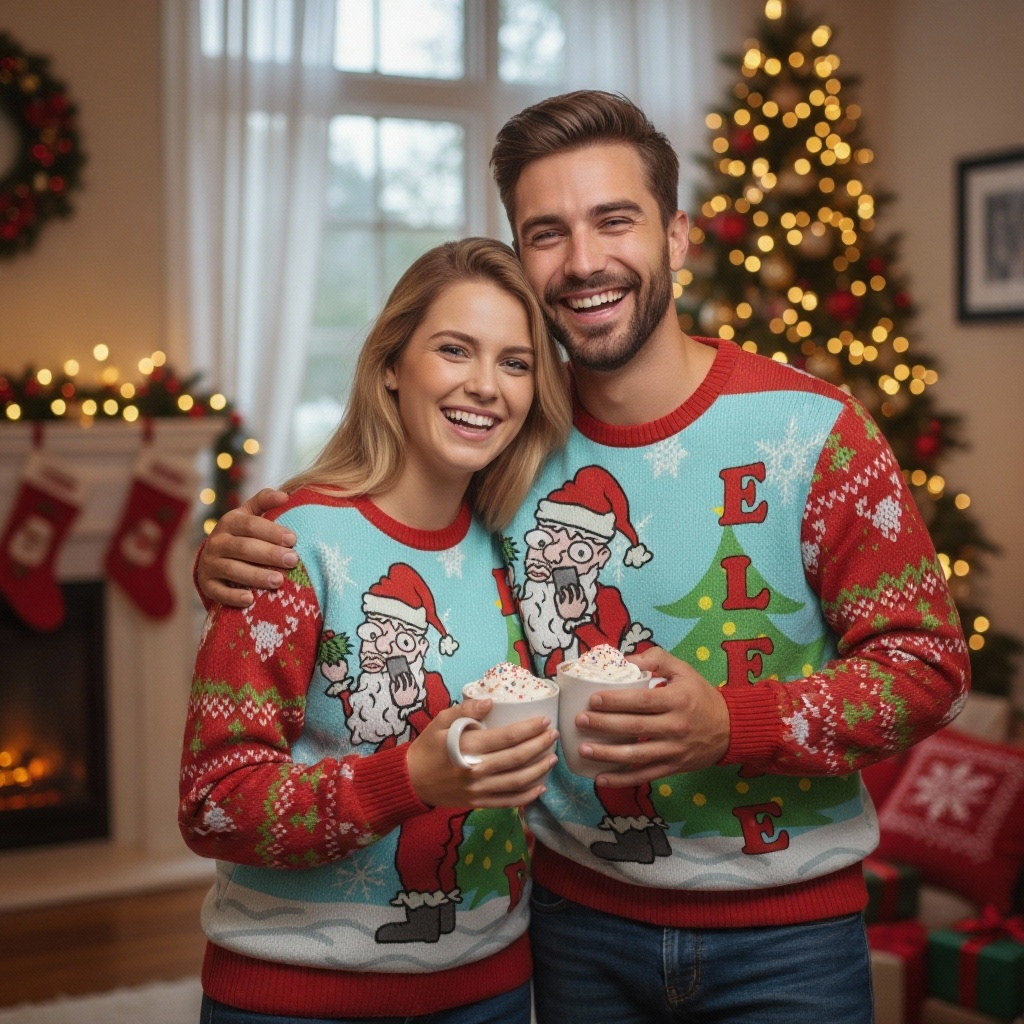 Eva Jonsson | Rolig Ful Jultröja För Män & Kvinnor - Lekfull Santa Claus Tryck-Eva Jonsson