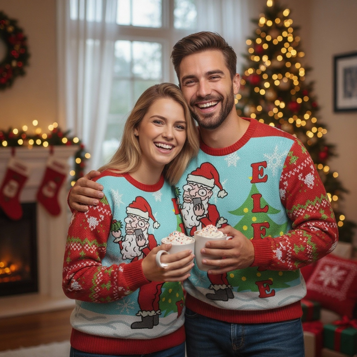 Eva Jonsson | Rolig Ful Jultröja För Män & Kvinnor - Lekfull Santa Claus Tryck-Eva Jonsson