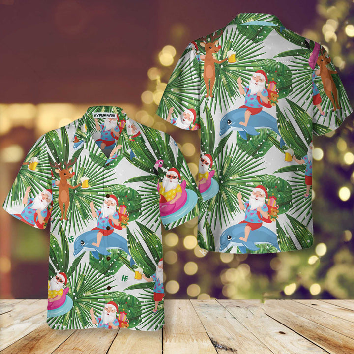 Mirla | Rolig Tropisk Jul-Hawaii-Skorta Rolig Jultomte-Skorta För Julen-Eva Jonsson