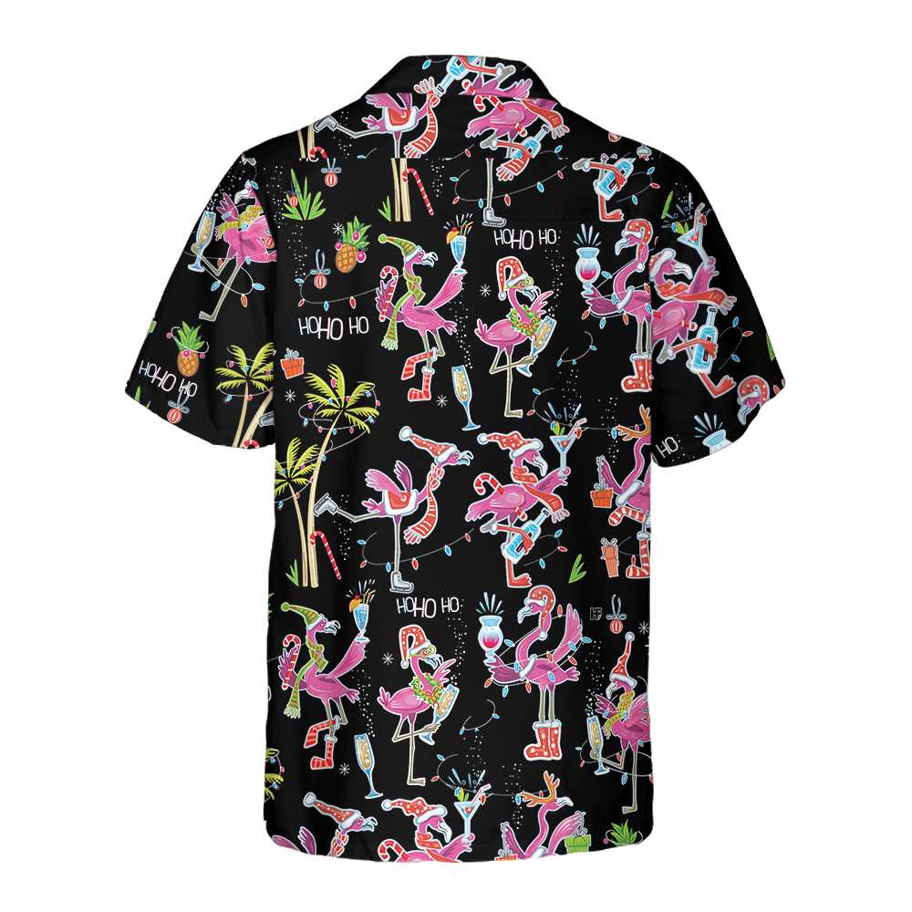 Mirla | Roligt Julflamingo-Hawaiianskjorta Jul-Tropisk Skjorta För Män Bästa Julklapp-Idé-Eva Jonsson