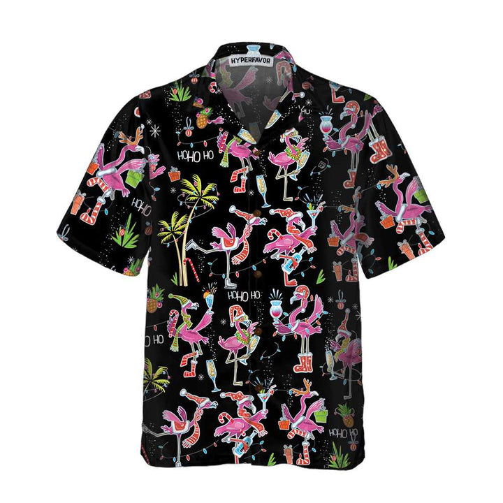 Mirla | Roligt Julflamingo-Hawaiianskjorta Jul-Tropisk Skjorta För Män Bästa Julklapp-Idé-Eva Jonsson