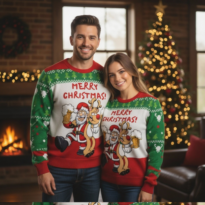 Eva Jonsson | Roligt Mönstertryck Unisex Ful Jultröja - Rolig Högtidsfesttröja-Eva Jonsson