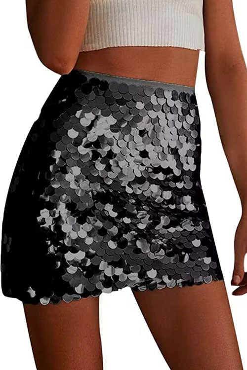 Mirla | Rosiedress Elastisk midja Pailletter Bodycon Minikjol-Eva Jonsson