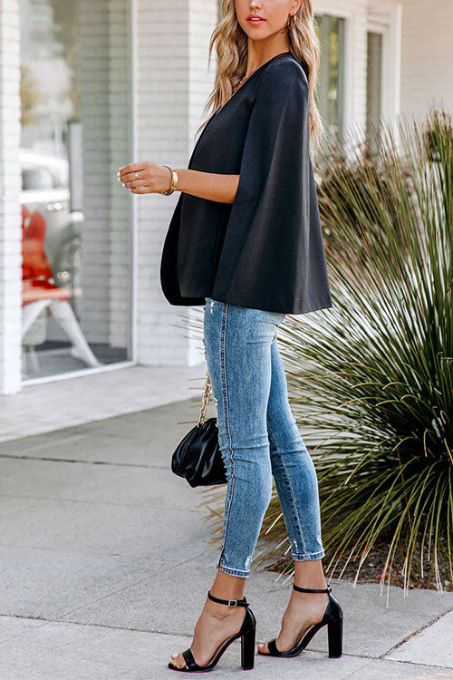 Mirla | Rosiedress Öppen Front Slitsärm Cape Jacka-Eva Jonsson