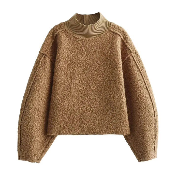 Mirla | Rullkragenpullover för Damer I Boucle-Stickning-Eva Jonsson