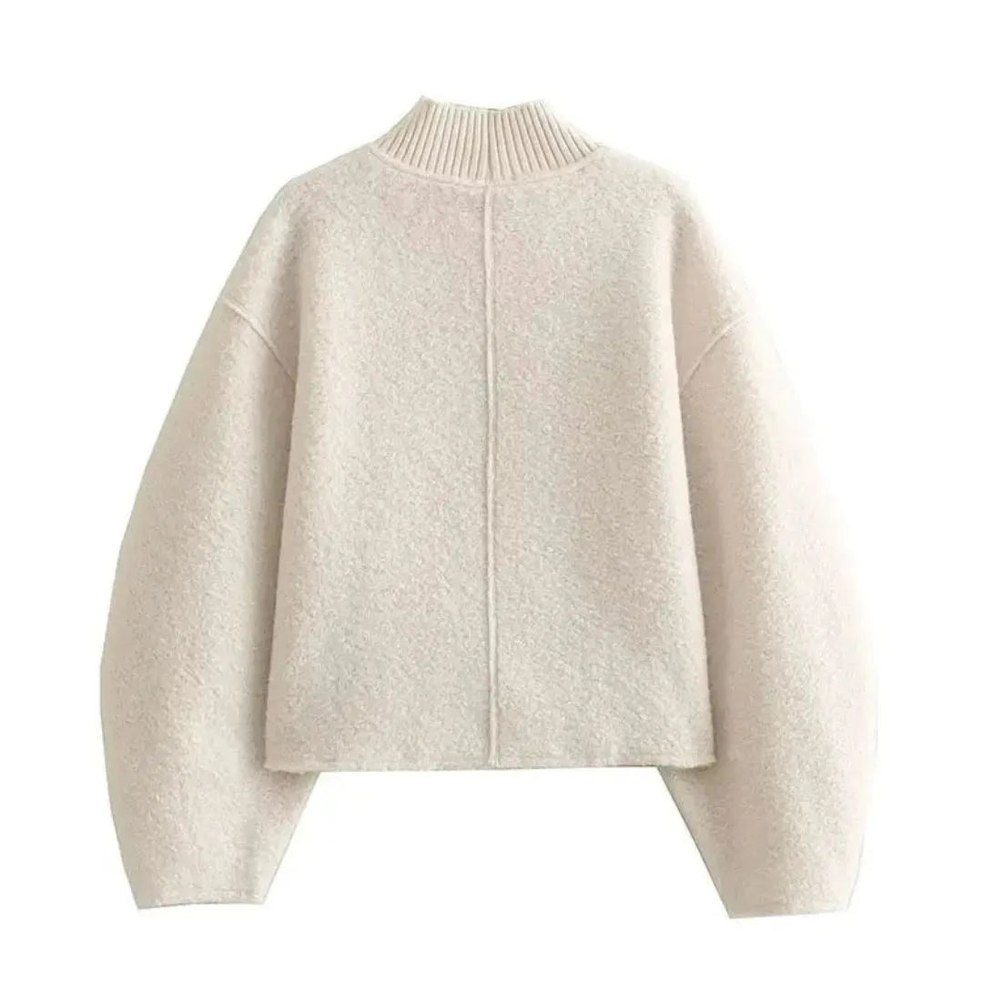 Mirla | Rullkragenpullover för Damer I Boucle-Stickning-Eva Jonsson
