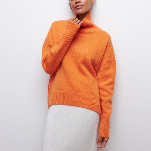 Mirla | Rullkragepullover Oversized Fit Mjuk Stickad Korta Ärmar-Eva Jonsson