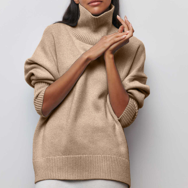 Mirla | Rullkragepullover Oversized Fit Mjuk Stickad Korta Ärmar-Eva Jonsson