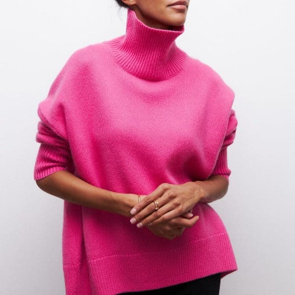 Mirla | Rullkragepullover Oversized Fit Mjuk Stickad Korta Ärmar-Eva Jonsson