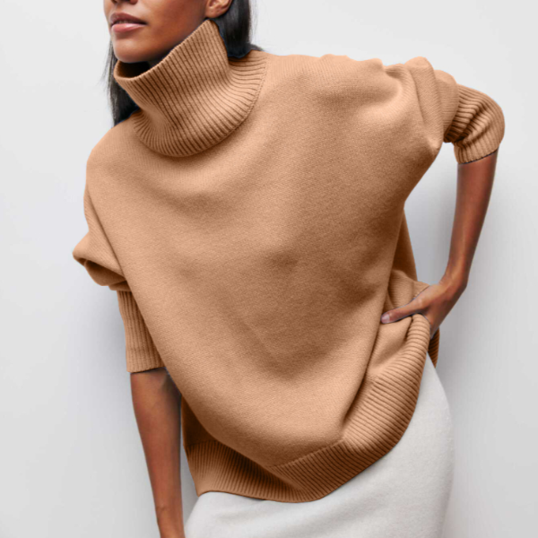 Mirla | Rullkragepullover Oversized Fit Mjuk Stickad Korta Ärmar-Eva Jonsson