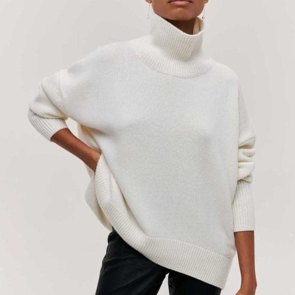 Mirla | Rullkragepullover Oversized Fit Mjuk Stickad Korta Ärmar-Eva Jonsson