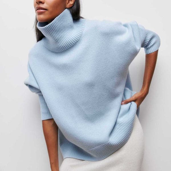 Mirla | Rullkragepullover Oversized Fit Mjuk Stickad Korta Ärmar-Eva Jonsson