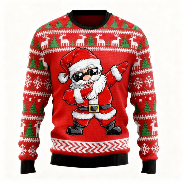 Mirla | Santa Claus Mönstertryck Tröja - Ful & Mysig Unisex Tröja-Eva Jonsson