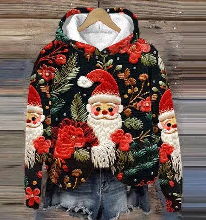Mirla | Santa Hoodie med Tryck-Eva Jonsson