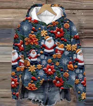 Mirla | Santa Hoodie med Tryck-Eva Jonsson