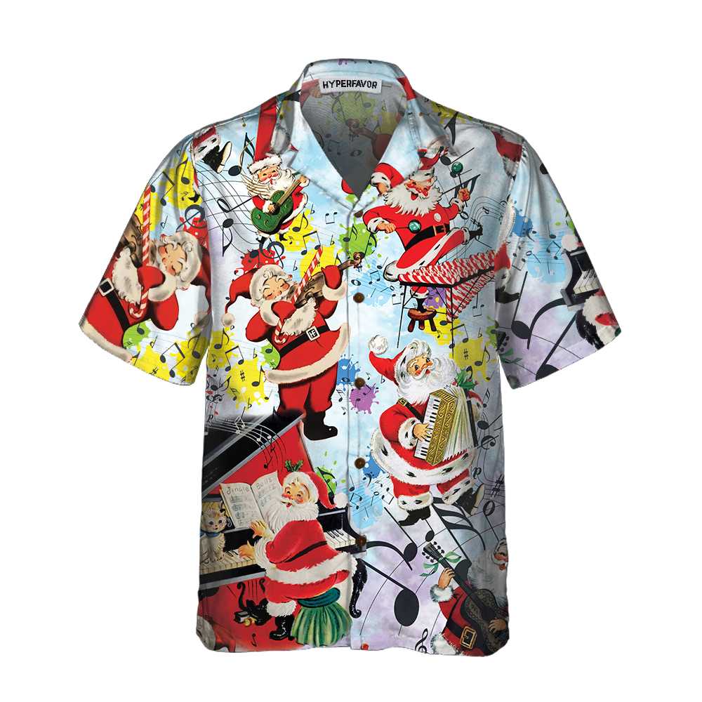 Eva Jonsson | Santa Musik Vid Jul Hawaii-Skjorta Rolig Tomteskjorta Present För Julen-Eva Jonsson