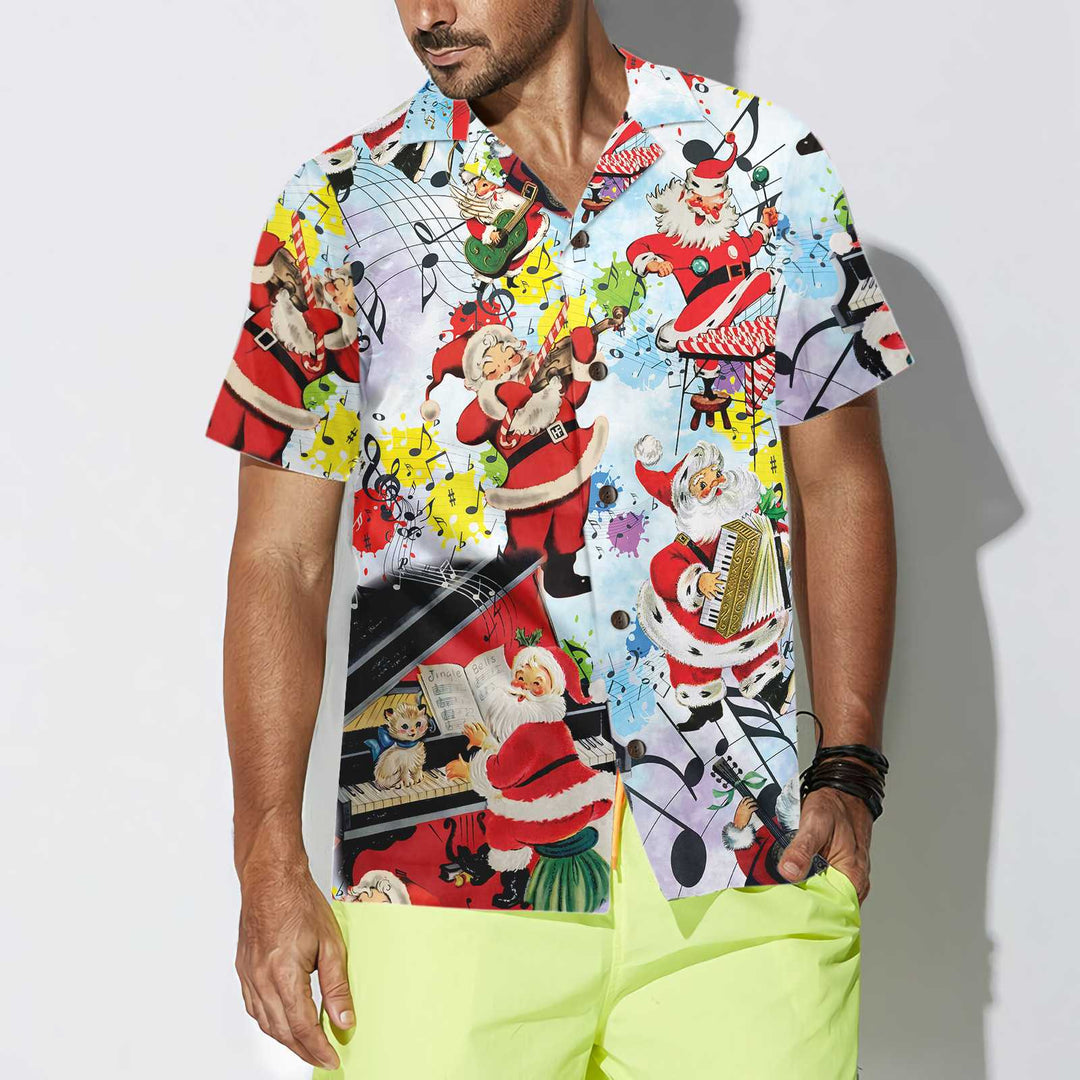 Eva Jonsson | Santa Musik Vid Jul Hawaii-Skjorta Rolig Tomteskjorta Present För Julen-Eva Jonsson